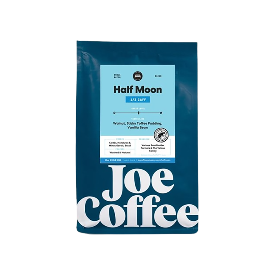 Half Moon Half Caff 12 oz - Roasted Coffee for AeroPress and Drip Brewing