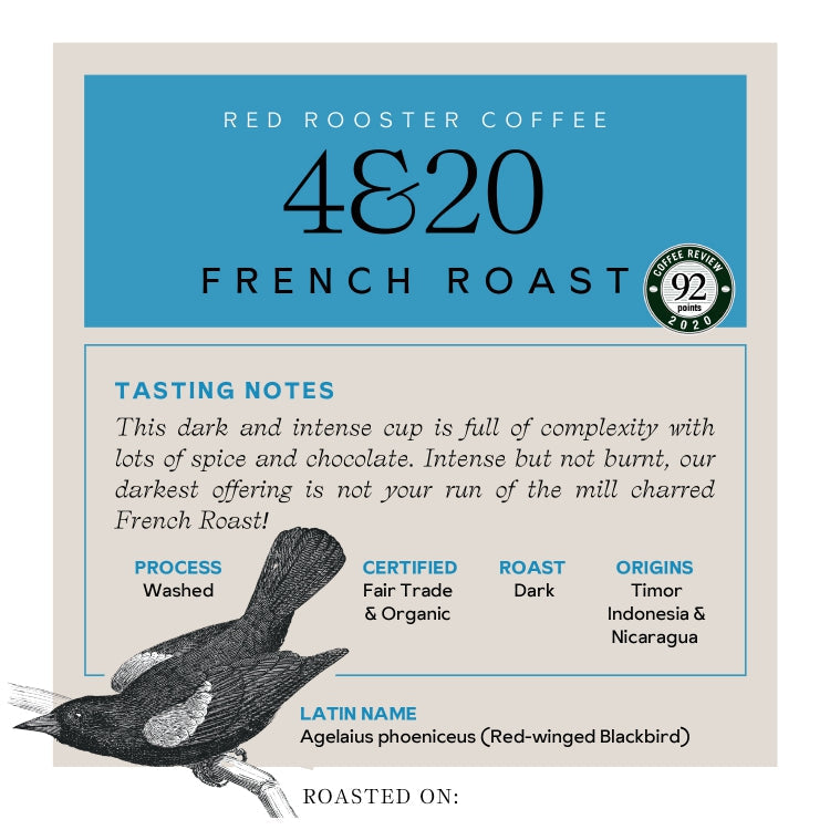 Organic 4&20 French Roast - Roasted Coffee for AeroPress and Drip Brewing