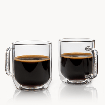 AeroPress Double Wall Glass Coffee Mug - 2 Pack - Everyday Coffee Drinkware for Convenient Serving