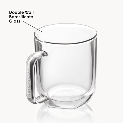 AeroPress Double Wall Glass Coffee Mug - 2 Pack - Everyday Coffee Drinkware for Convenient Serving