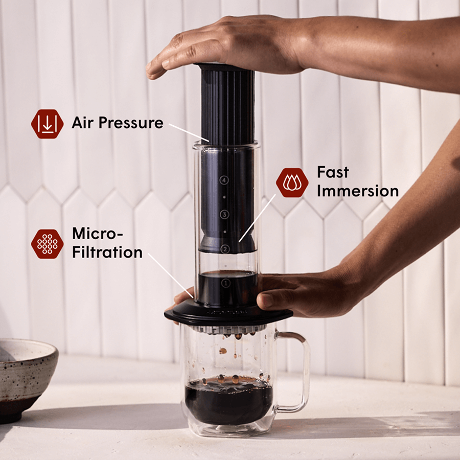 AeroPress Double Wall Glass Coffee Mug - 2 Pack - Everyday Coffee Drinkware for Convenient Serving