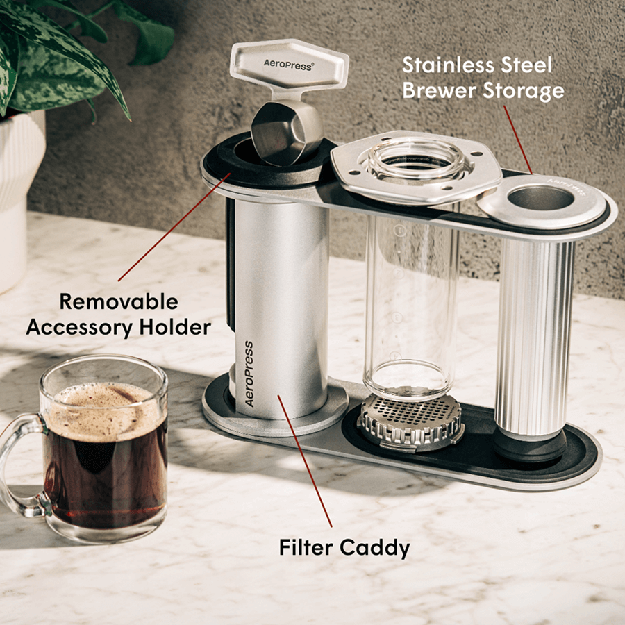 AeroPress Organizer Stand - Stainless Steel - Brewing Tool Holder for Daily Coffee Routines