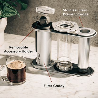 AeroPress Organizer Stand - Stainless Steel - Brewing Tool Holder for Daily Coffee Routines