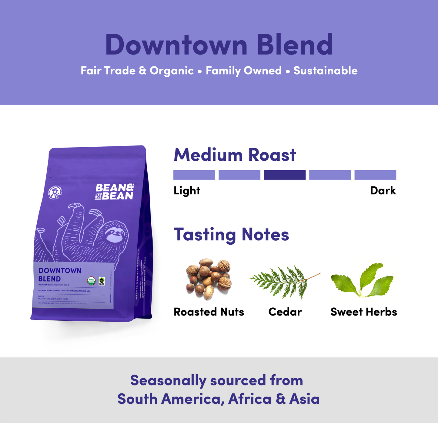 Downtown Blend Organic & Fair Trade - Roasted Coffee for AeroPress and Drip Brewing
