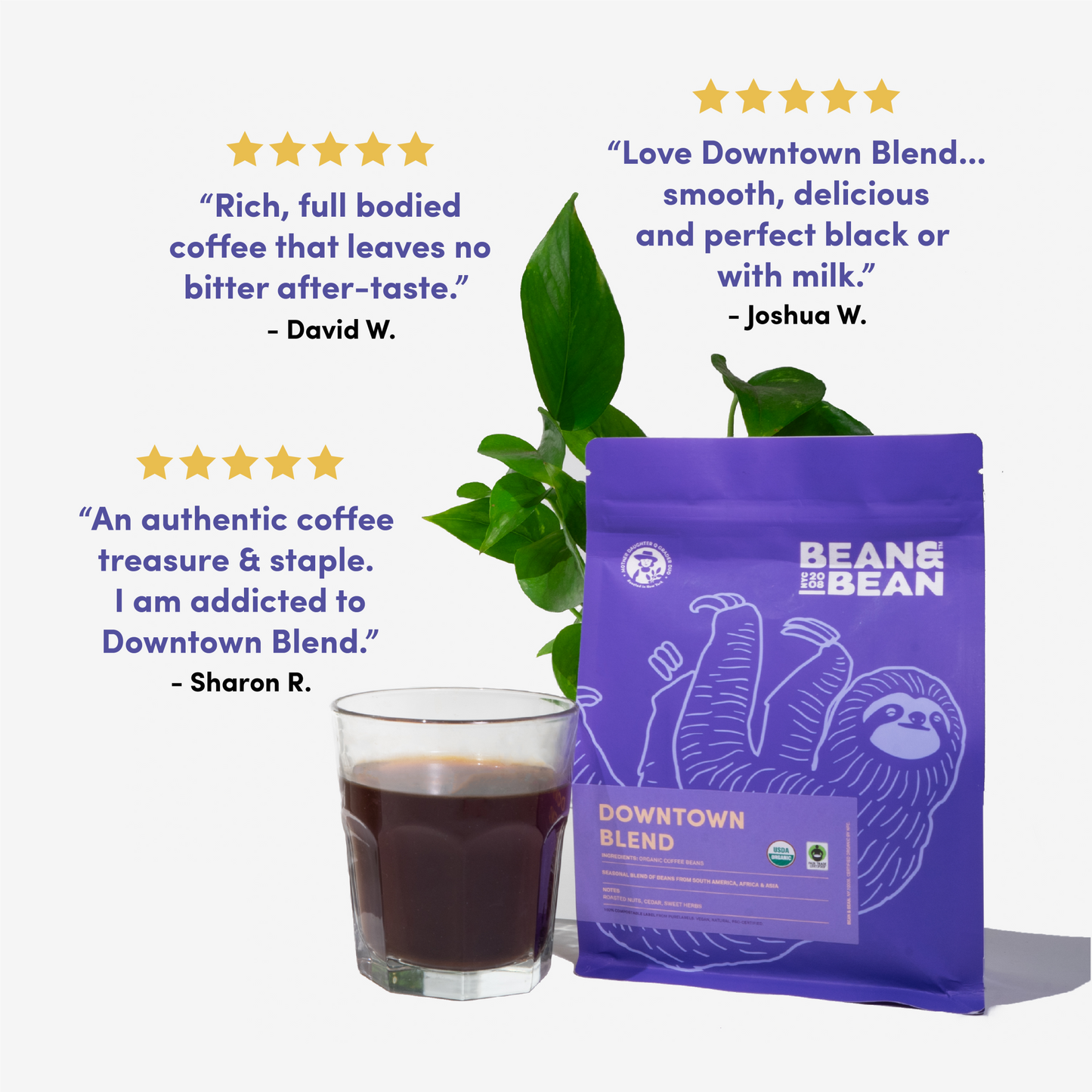 Downtown Blend Organic & Fair Trade - Roasted Coffee for AeroPress and Drip Brewing