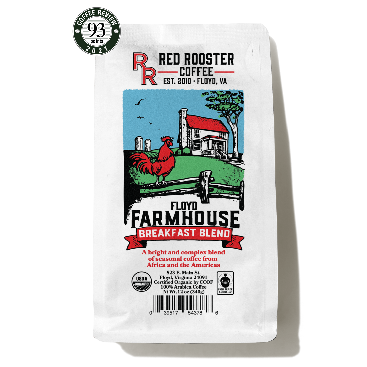 Organic Floyd Farmhouse Breakfast Blend - Roasted Coffee for AeroPress and Drip Brewing