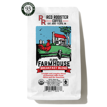 Organic Floyd Farmhouse Breakfast Blend - Roasted Coffee for AeroPress and Drip Brewing