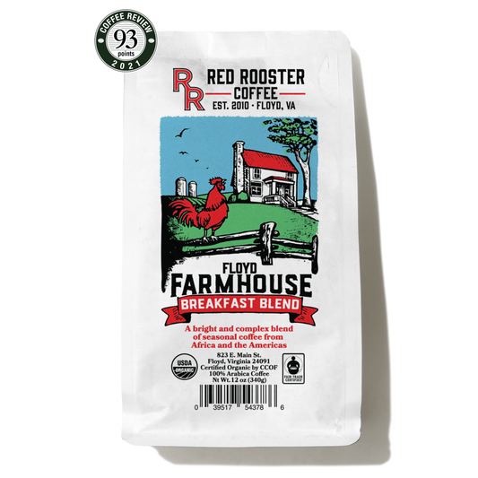 Organic Floyd Farmhouse Breakfast Blend - Roasted Coffee for AeroPress and Drip Brewing