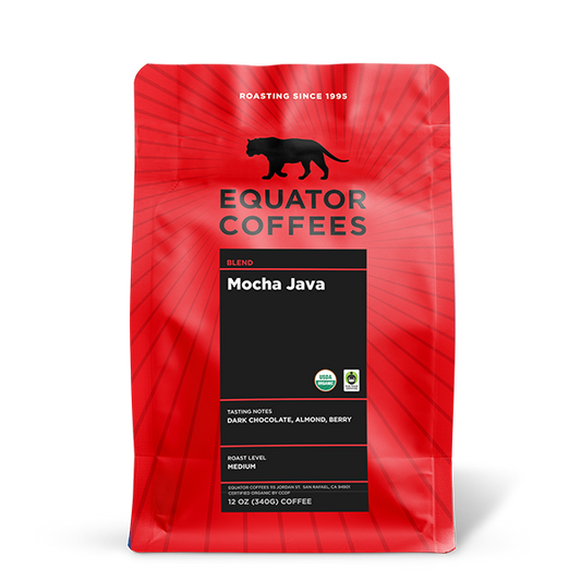 Mocha Java Fair Trade Organic 12 oz - Roasted Coffee for AeroPress and Drip Brewing