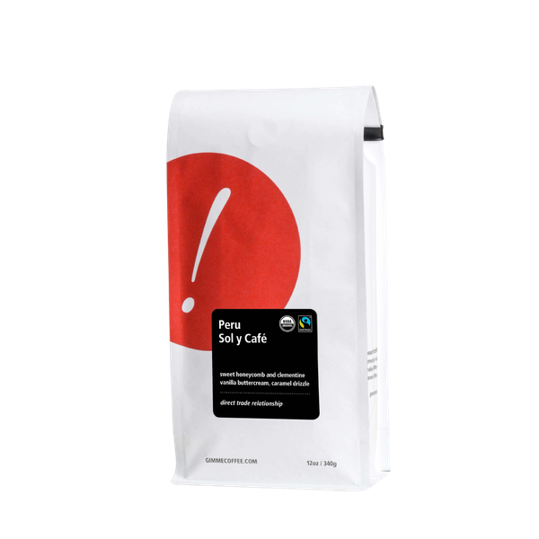 Peru Sol Y Cafe Fairtrade Organic 12 oz - Roasted Coffee for AeroPress and Drip Brewing