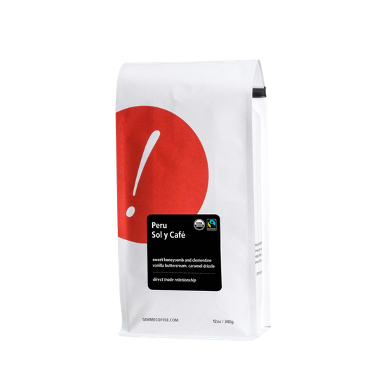 Peru Sol Y Cafe Fairtrade Organic 12 oz - Roasted Coffee for AeroPress and Drip Brewing