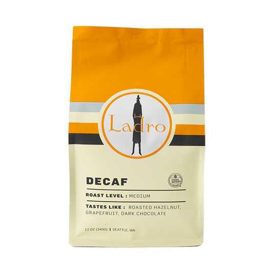 Ladro Decaf 12 oz - Roasted Coffee for AeroPress and Drip Brewing